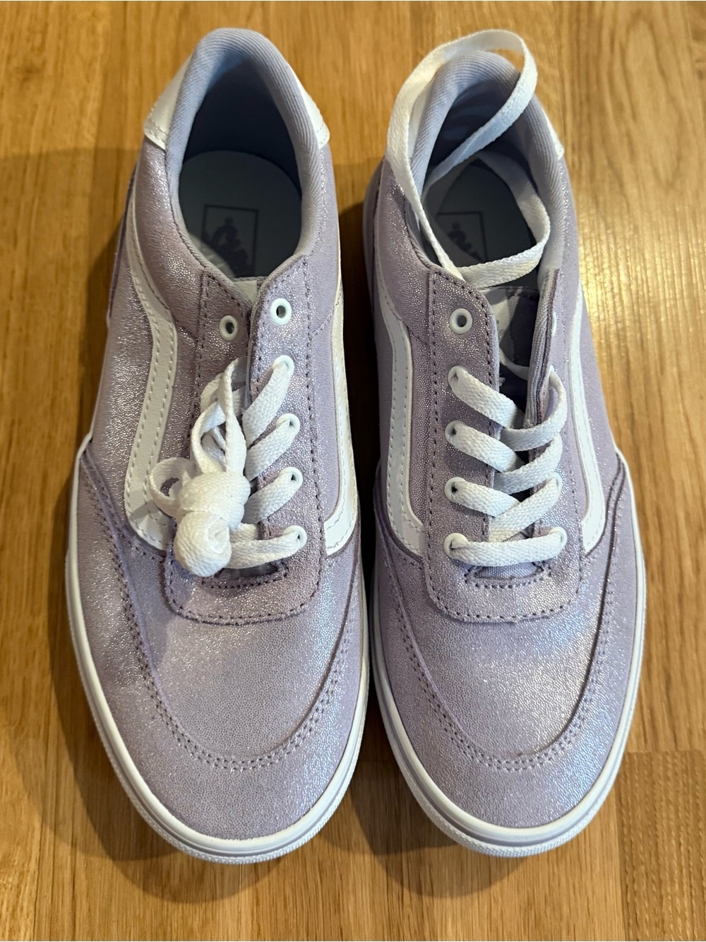 NEW Vans Brooklyn LS Low-Top Sneakers - Pastel Glitter Purple/White - Missy 6